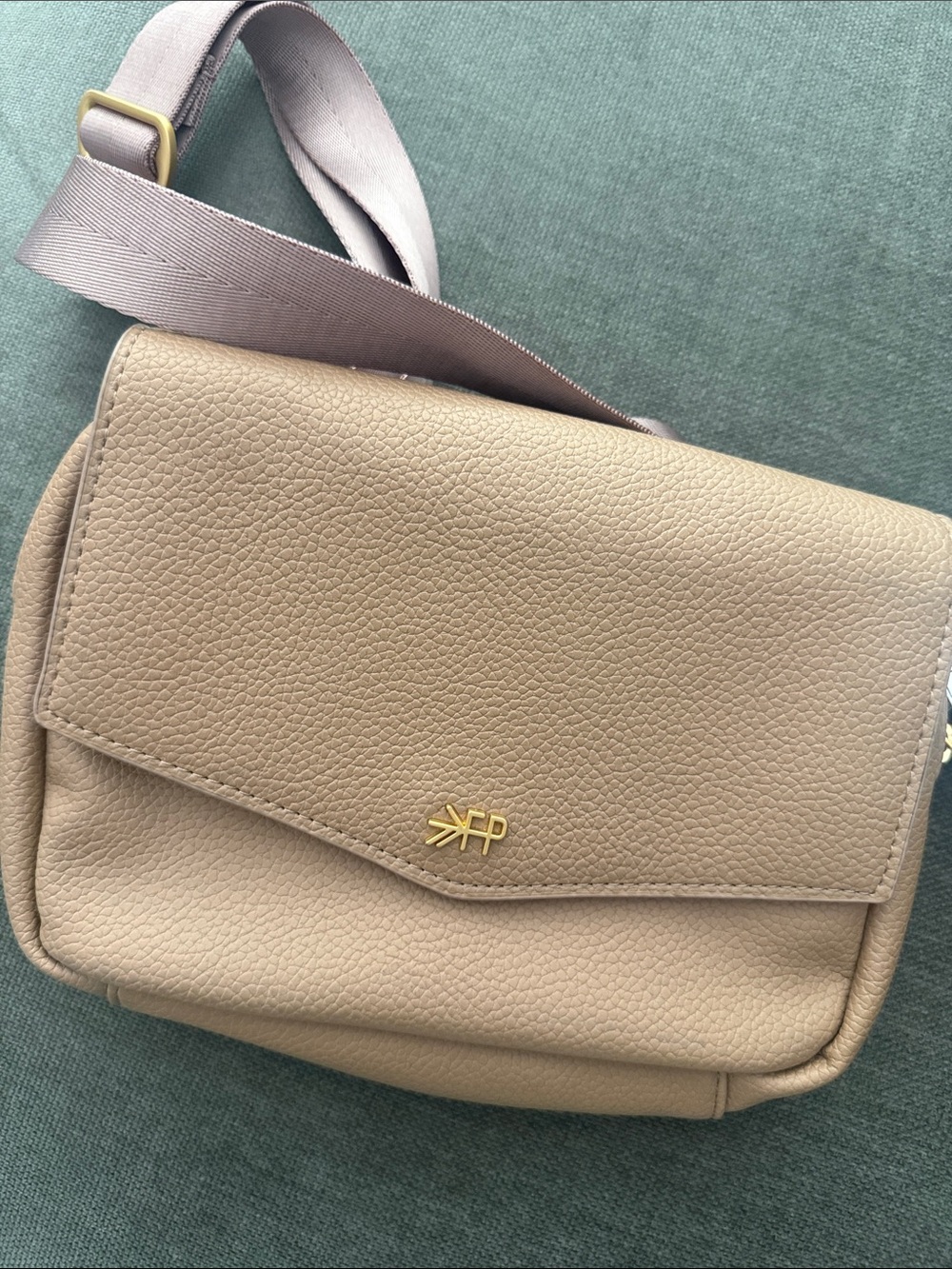 Freshly Picked Pebbled Leather Crossbody Belt Bag in Taupe